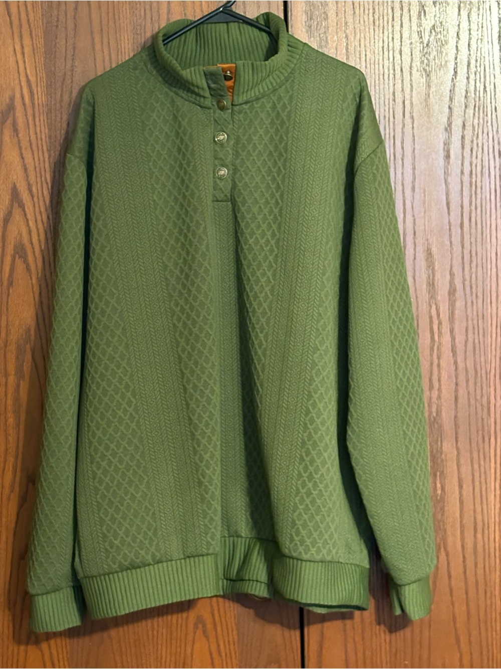Men's Green Textured Knit Pullover Sweater XXXXL